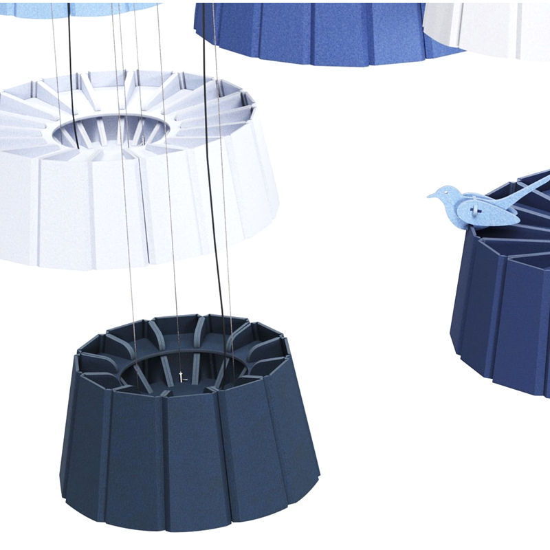 Modern Tasarım Akustik Panel Bölmeleri Ses Emici ve Spor Salonu Kullanımı için Çevre Dostu Polyester Fiber Levha Şerit Şekli