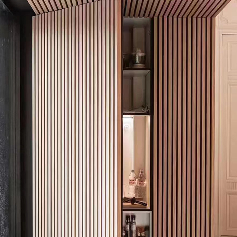 İç Gürültü Önleyici Akustik Dekoratif 3D Ses Emici Duvar Kaplaması için Spesonic Ahşap Çıta Duvar Paneli Akupanel